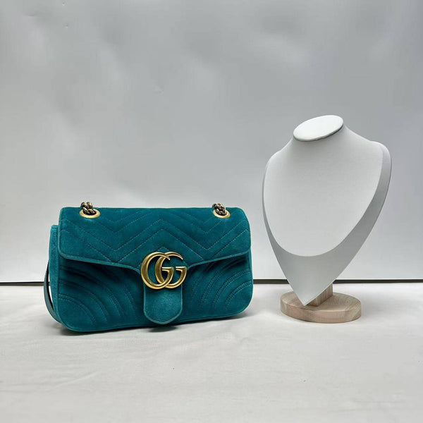 【TikTok Livestream】Gucci/GG Marmont Small Quilted Metelasse Green BFCM S1118