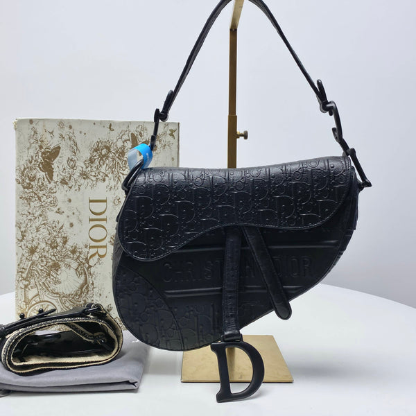 【TikTok Livestream】Dior/CD Saddle Embossed Oblique Black