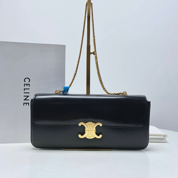 【TikTok Livestream】Celine Shiny Calfskin Chain Claude Shoulder Bag