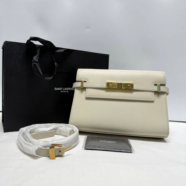 【TikTok Livestream】Saint Laurent/YSL Manhattan Small Off White