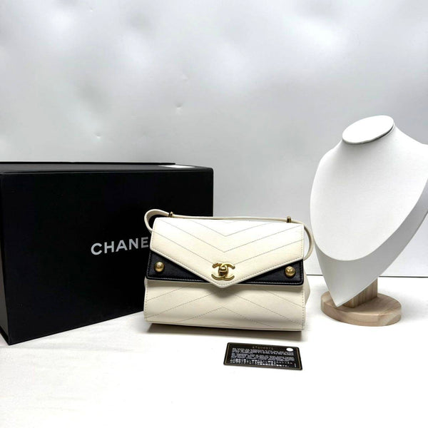Chanel/CC Classic Black White Quilted Envelope Flap