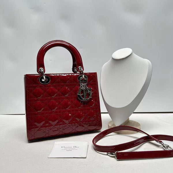 【TikTok Livestream】Dior/CD Patent LadyDior Medium Red