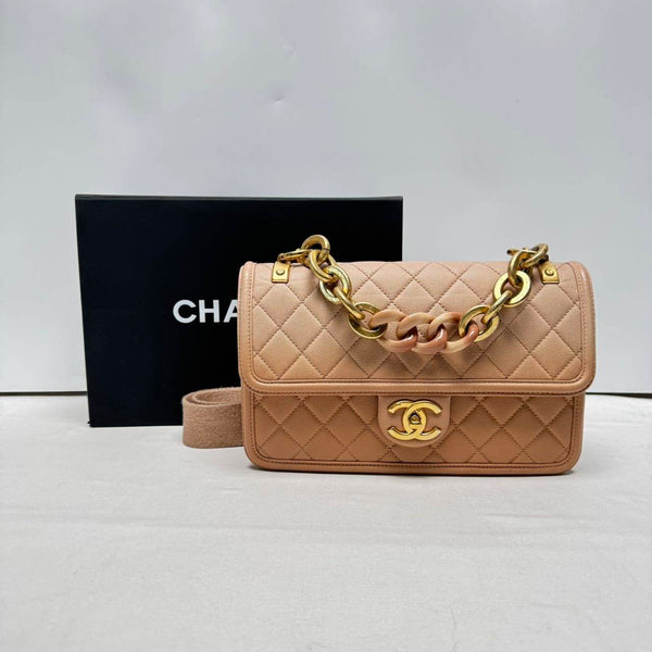 Chanel/CC Caviar Sunset On The Sea Medium Quilted Flap Ombre Beige