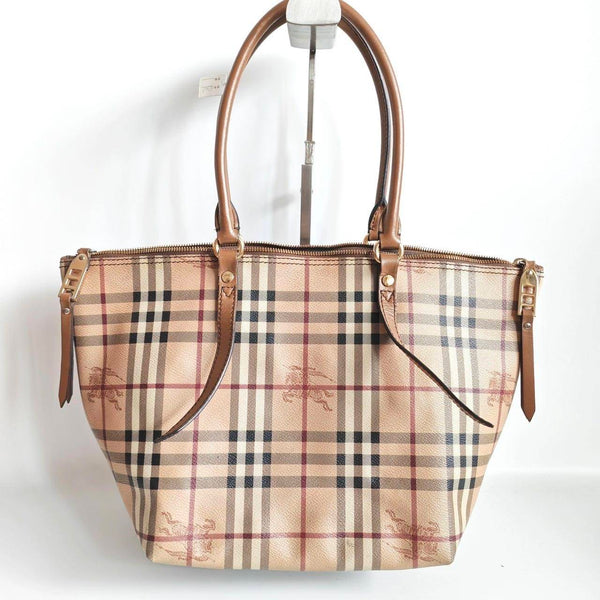 【TikTok Livestream】Burberry Canvas Tote Haymarket Check Small Beige