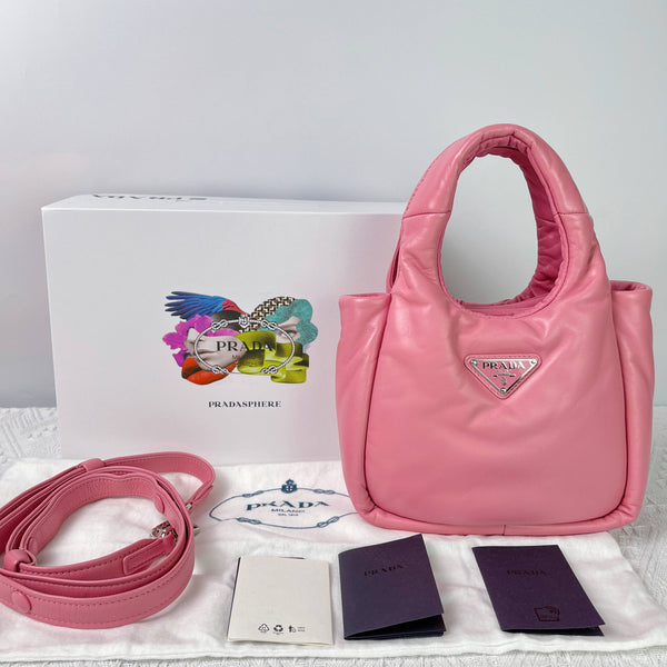 【TikTok Livestream】Prada Padded Small Top Handle Pink CPU0422