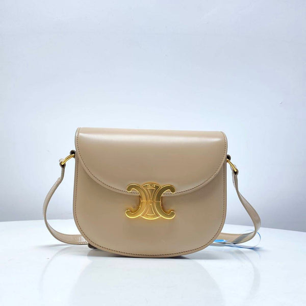 【TikTok Livestream】Celine Triomphe Besace Flap Beige CPU0517