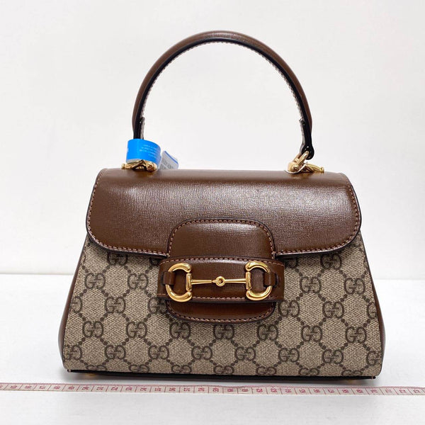 【TikTok Livestream】Gucci/GG Horsebit 1955 Mini Top Handle Flap Beige/Brown CPU0223