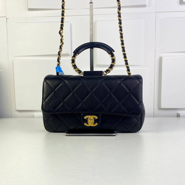 Chanel/ CC Circular Handle Runway Edition Small Diamond Quilted Black