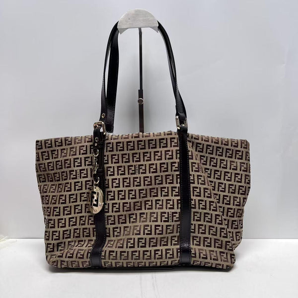 【TikTok Livestream】Fendi Zucchino Large Charm Shopper Tote Brown CPU0513