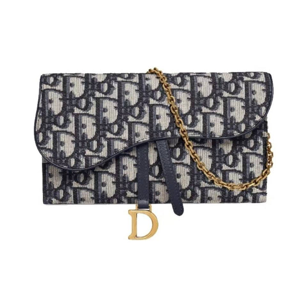 DIOR/CD Saddle Oblique WOC Blue BFCM C1125