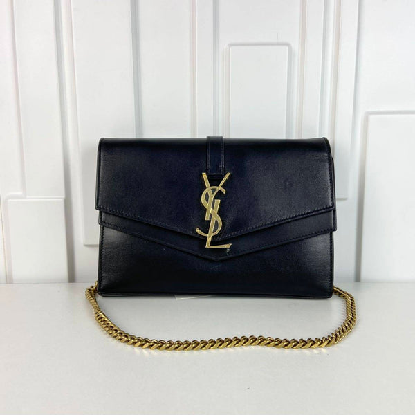 【TikTok Livestream】Saint Laurent/YSL Sulpice WOC Double Flap Black CrossbodyAMG0610