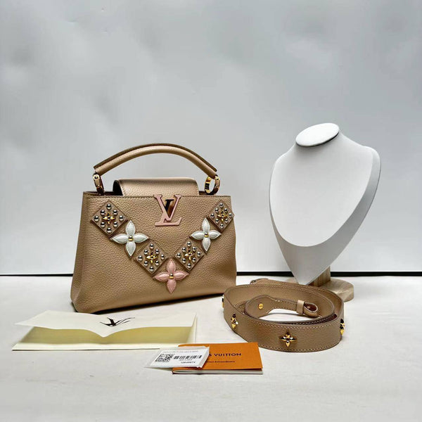 【TikTok Livestream】Louis Vitton/LV Capucines BB Mechanical Flowers Smile Beige