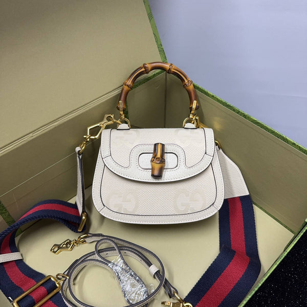 【TikTok Livestream】Gucci/GG Bamboo 1947 Mini Top Handle Off White CPU0522