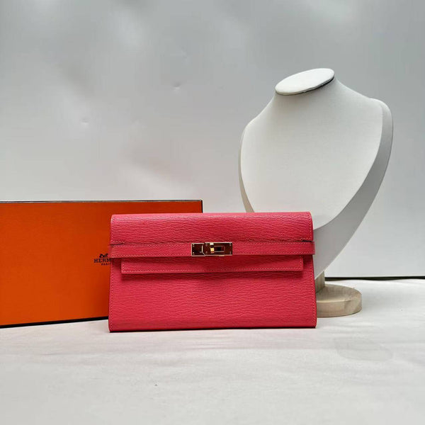 【TikTok Livestream】Hermes Kelly Longue Mysore Pink Wallet GIA0522