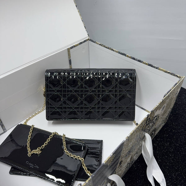 【TikTok Livestream】Dior/CD LadyDior Pouch 3 IN 1 WOC Black Color Gold Hardware CPU0122