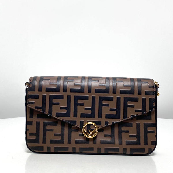 【TikTok Livestream】Fendi FisFendi FF Embossed Envelope WOC Maya/Black CPU0426