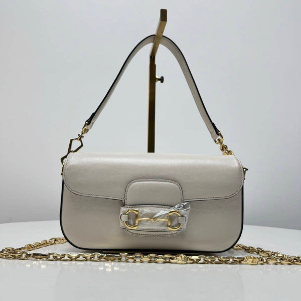 【TikTok Livestream】Gucci/GG Horsebit 1955 Small Flap Chain White CPU0420