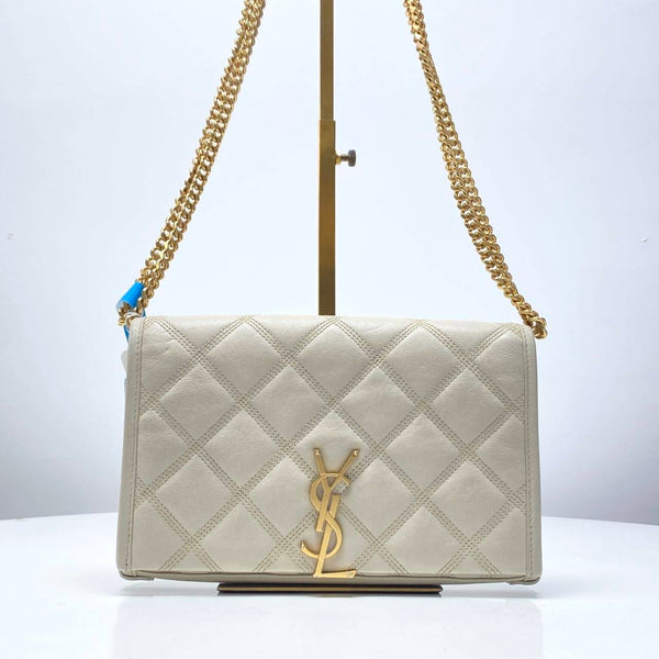 【TikTok Livestream】Saint Laurent/YSL Becky Diamond Quilted WOC Off White CPU0519