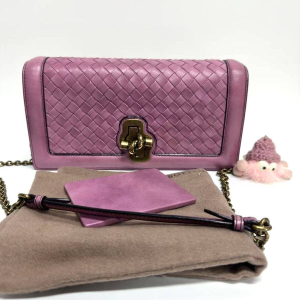【TikTok Livestream】Bottega Veneta/BV Olimpia Knot Intrecciato Clutch Light Purple CPU0407