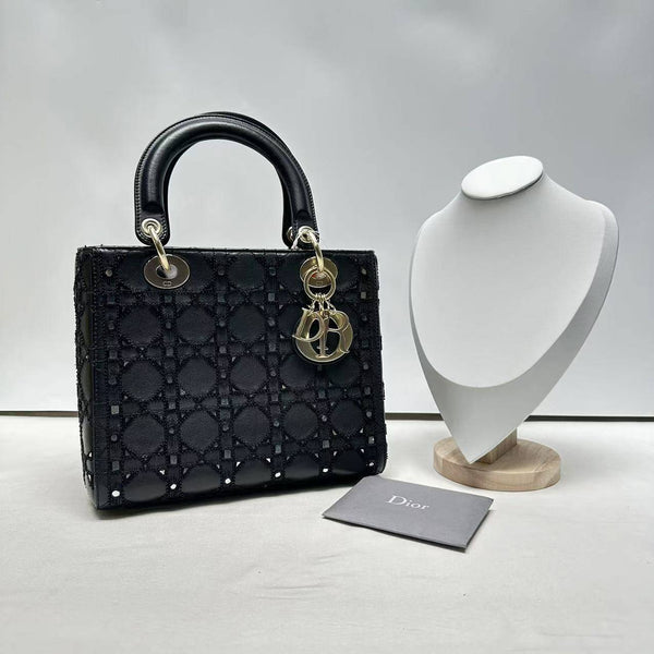Dior/CD LadyDior Medium Beaded Black