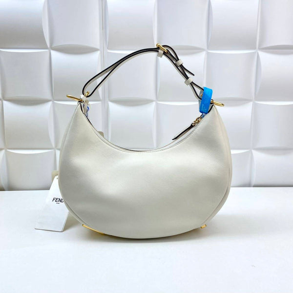 【TikTok Livestream】Fendi Fendigraphy Small Hobo White Shoulder Bag CPU0618