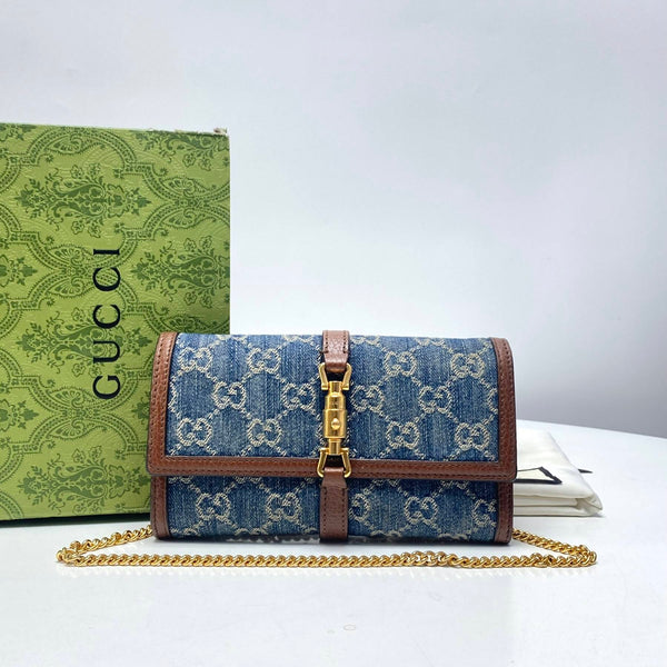 【TikTok Livestream】Gucci/GG Jackie 1961 WOC Denim/Brown SJP0119