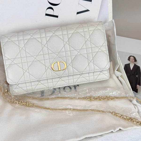 【TIkTok Livestream】Christian Dior/ CD Caro White Gold Calfskin Woc