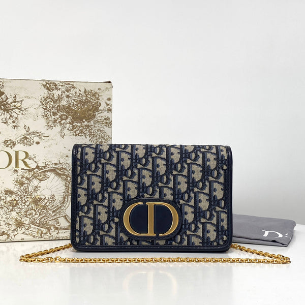 【TikTok Livestream】Dior/CD Montaigne 30 2 In 1 Oblique Pouch Blue CPU0415