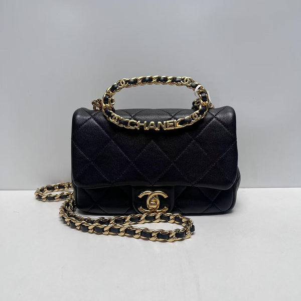 Chanel/CC Diamond Quilted Mini Top Handle Flap Black CPU0523