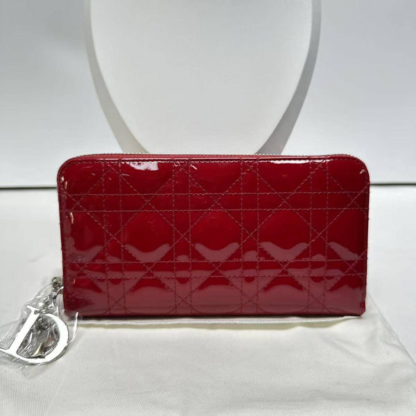 【TikTok Livestream】Dior/CD LadyDior Continental Cannage Zip Around Red CPU0331