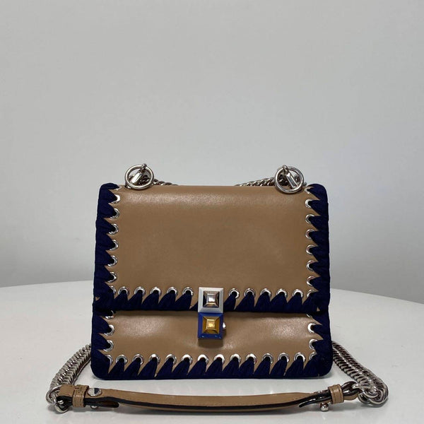 【TikTok Livestream】Fendi Kan I Small Ribbon Lace Up Studded Beige C1206