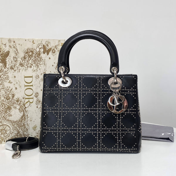 Dior/CD LadyDior Medium Studded Cannage Black BF3CM